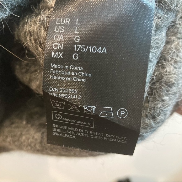 H&M Sz L Alpaca Blend Cowl Neck  Wide Cuff and Hem Sweater - Picture 3 of 7